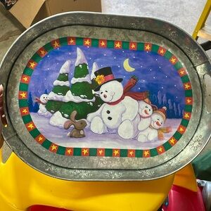 Metal Vintage Christmas Platter